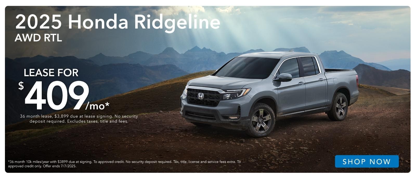 2025 Honda Ridgeline Lease for $409/mo