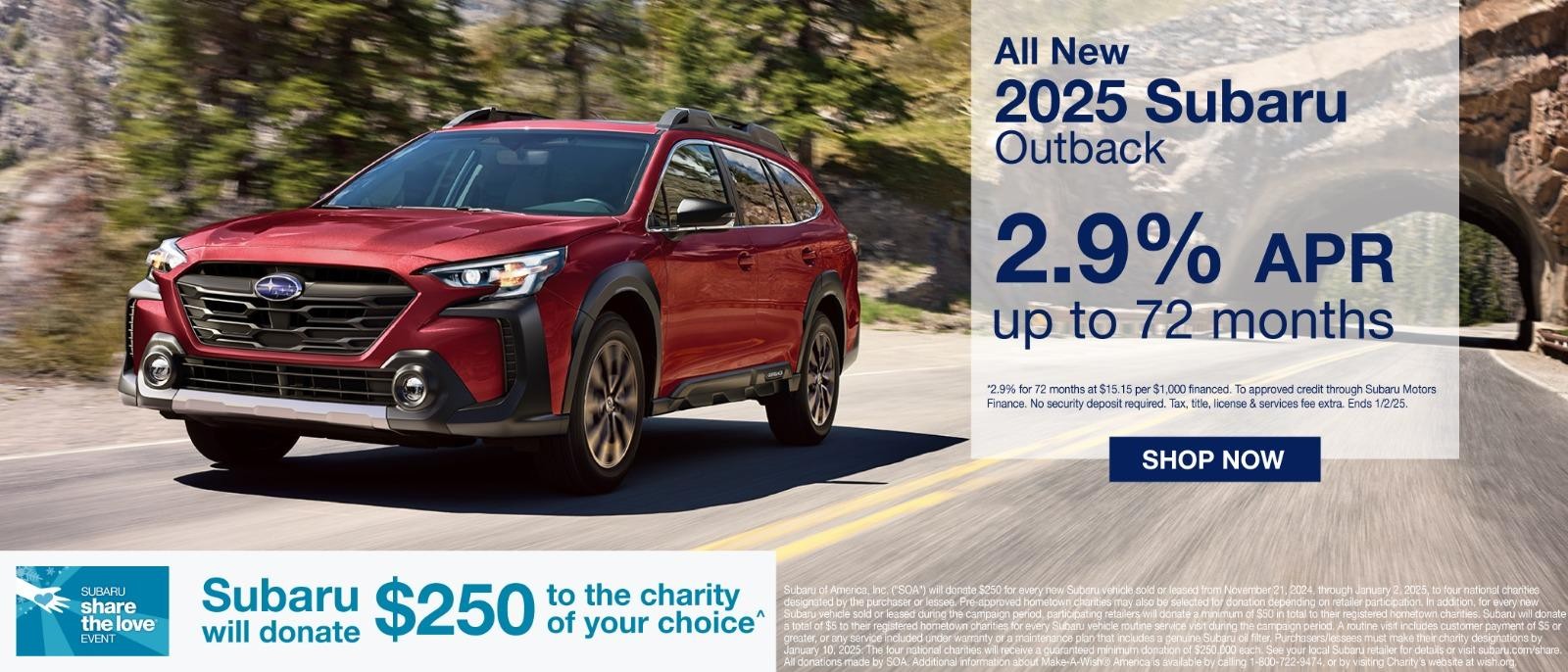 2025 Subaru Outback 2.9% for 72 months