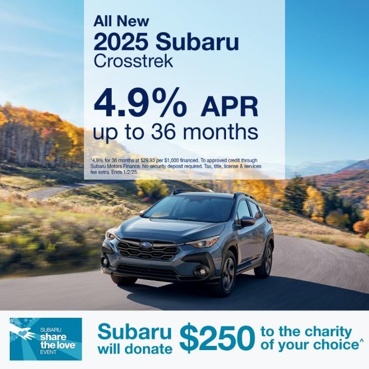 2025 Subaru Crosstrek 4.9% APR for up to 36 months