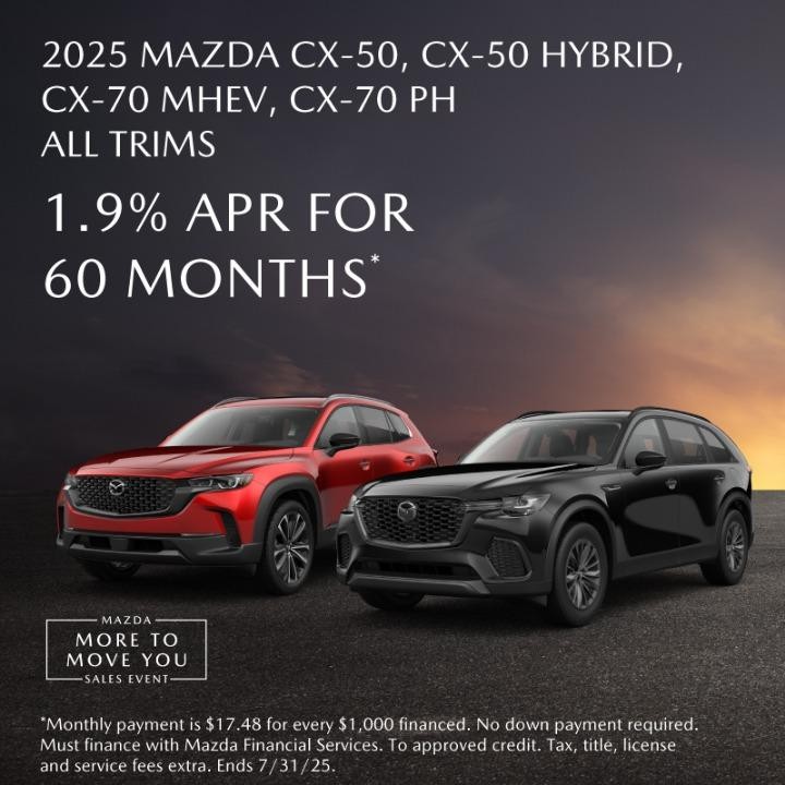 2025 Mazda CX-50 CX-70  1.9% APR for 36 months