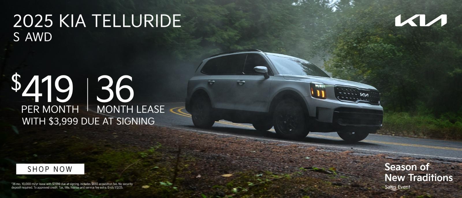 2025 KIA Telluride lease for $379per month for 24 months