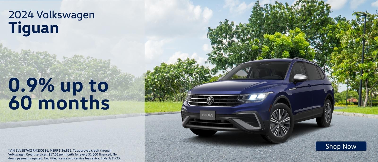2023 VW Tiguan 0.9% up to 60 months