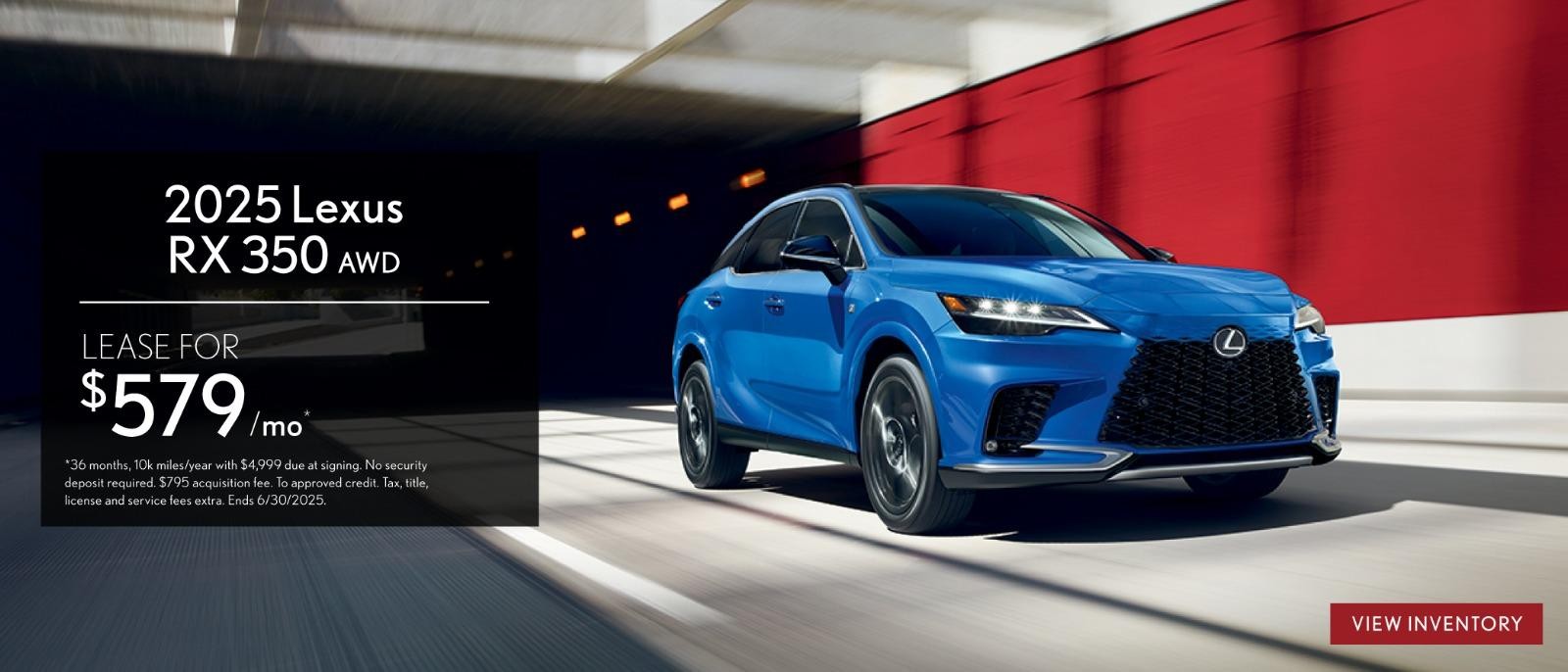 2025 Lexus RX 350 Lease for $579/mo