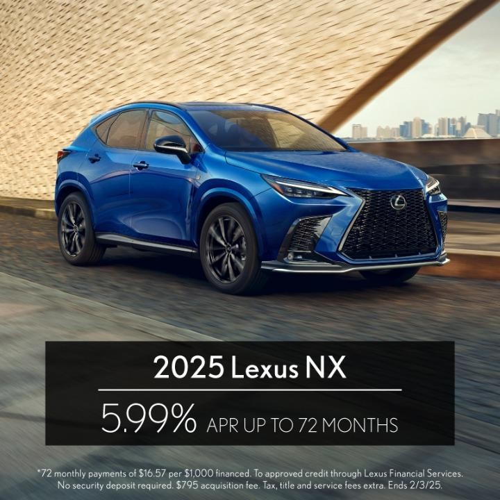 2025 Lexus NX 5.99% APR for 72 months