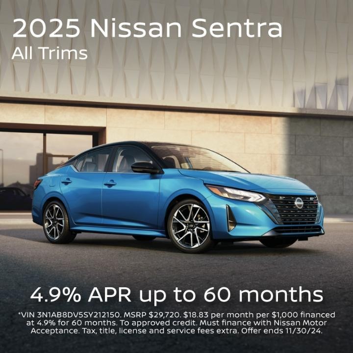 2025 Nissan Sentra 4.9% APR up to 60 months