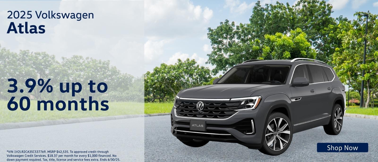 2025 Volkswagen Atlas 3.9% UP to 60 months