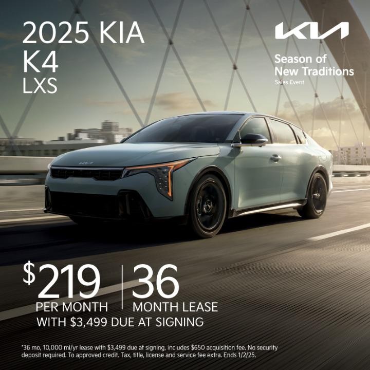 2025 Kia k4 LXS Lease for $219 per month for 36 months