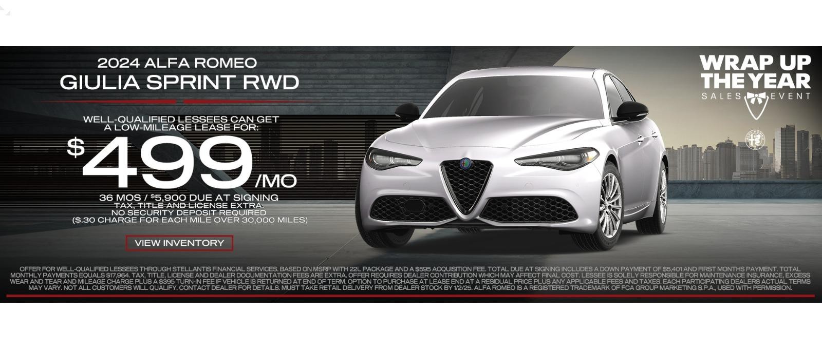 2024 Alfa Romeo Giulia Sprint Lease for $499/mo