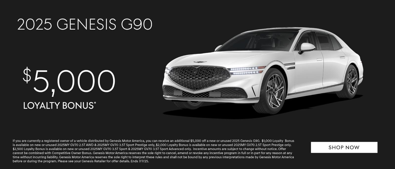 Genesis G90 $5,000 loyality bonus