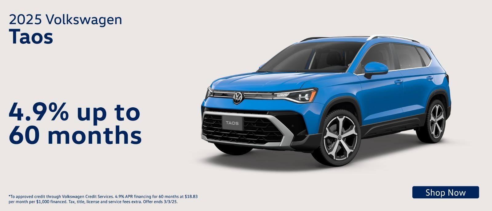 2025 Volkswagen Taos Offer | 4.9% up to 60Months