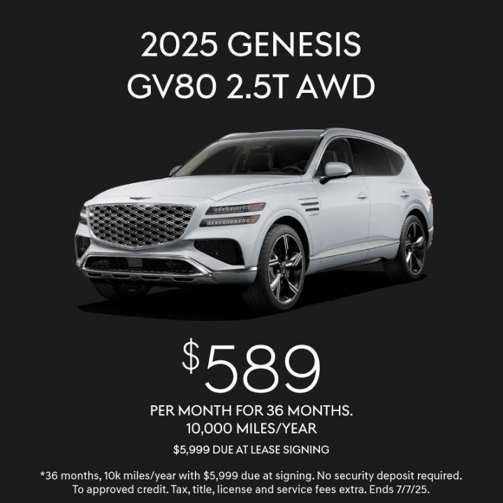 2025 Genesis GV80 $589/month for 36 months