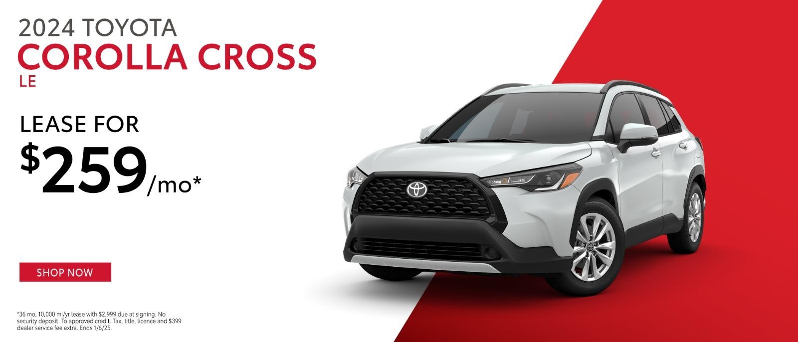 2024 Toyota Corolla Cross Lease for $259 per month