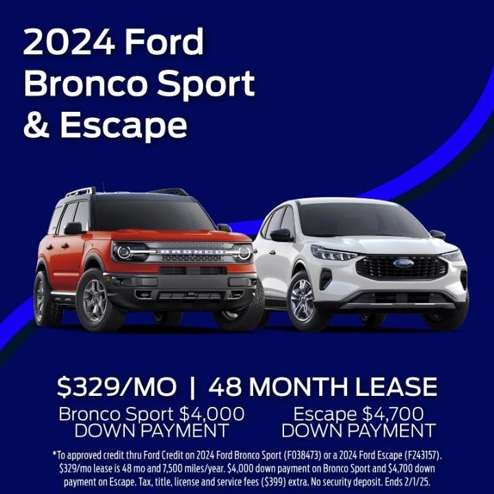 2024 Ford Bronco sport & Escape lease for $329 per month for 36 months