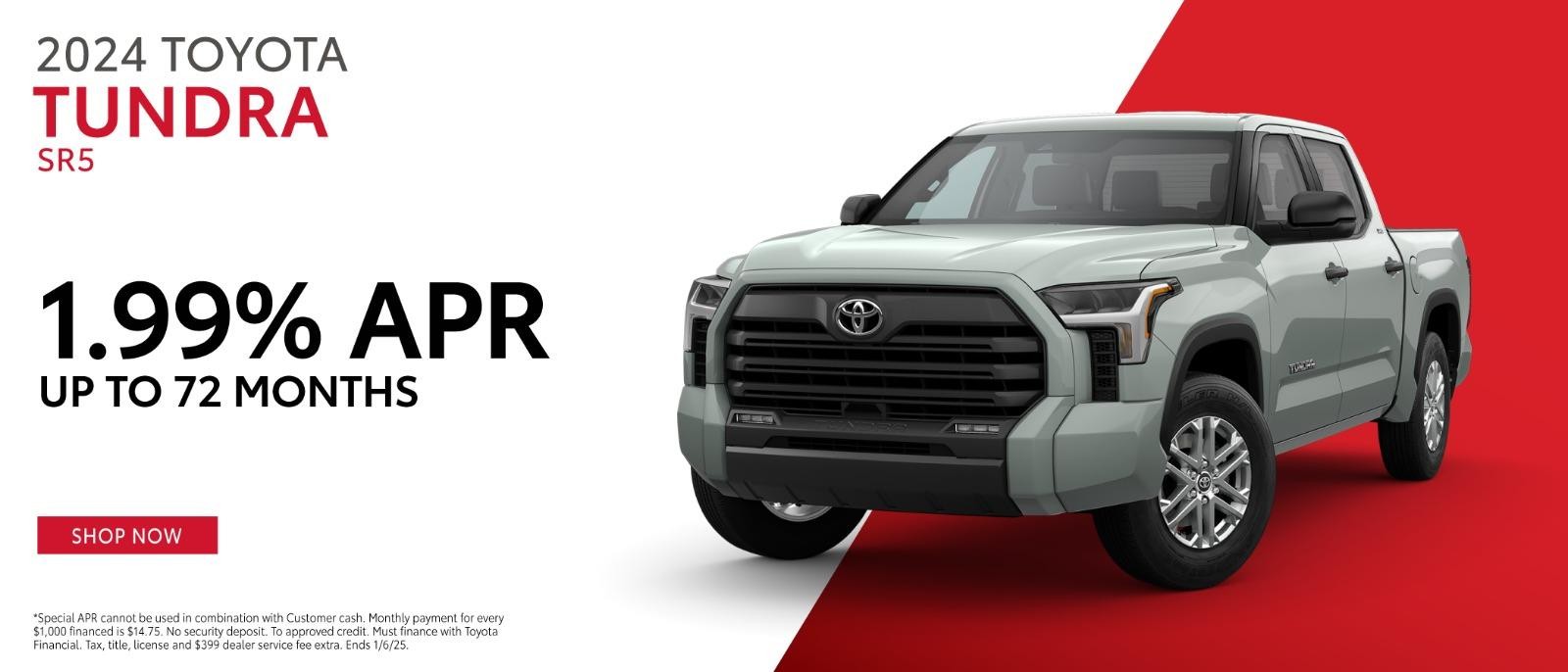 2025 ToyotaTundra 2.99% apr up to 72 months