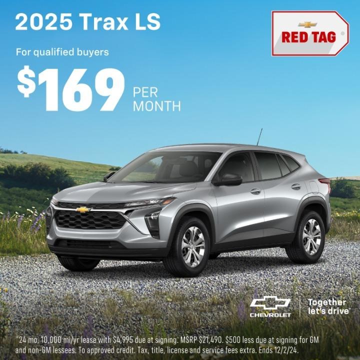 2025 Chevy Trax LS  Lease for $169 per month