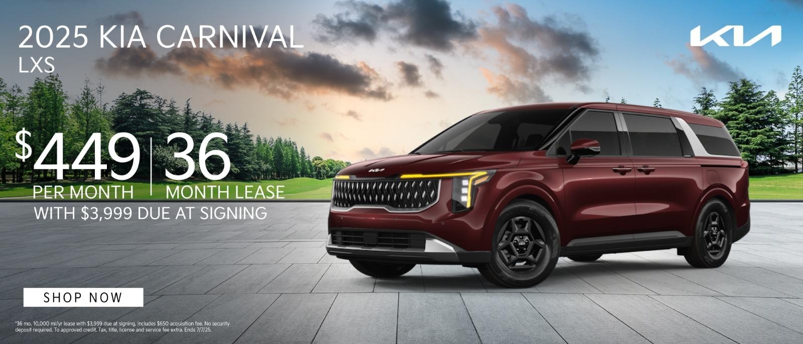 2025 Kia Carnival Lx Lease for $449 per month for 36 months