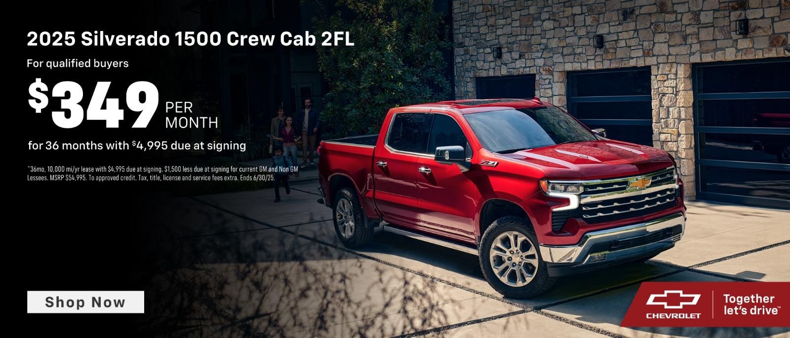 2025 Chevy Silverado 1500 Crew Cab $349/month