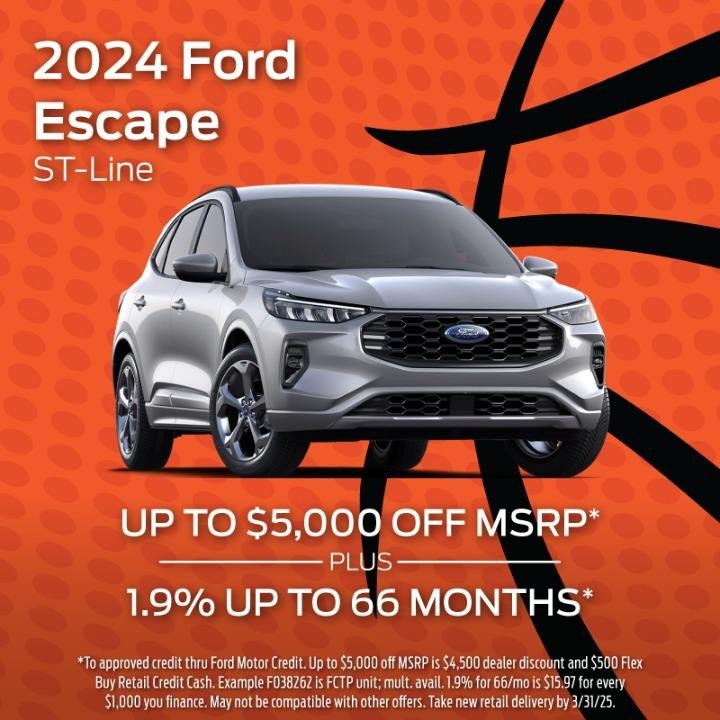 2024 Ford Escape $5000 Off Msrp plus 1.9% up to 66 months