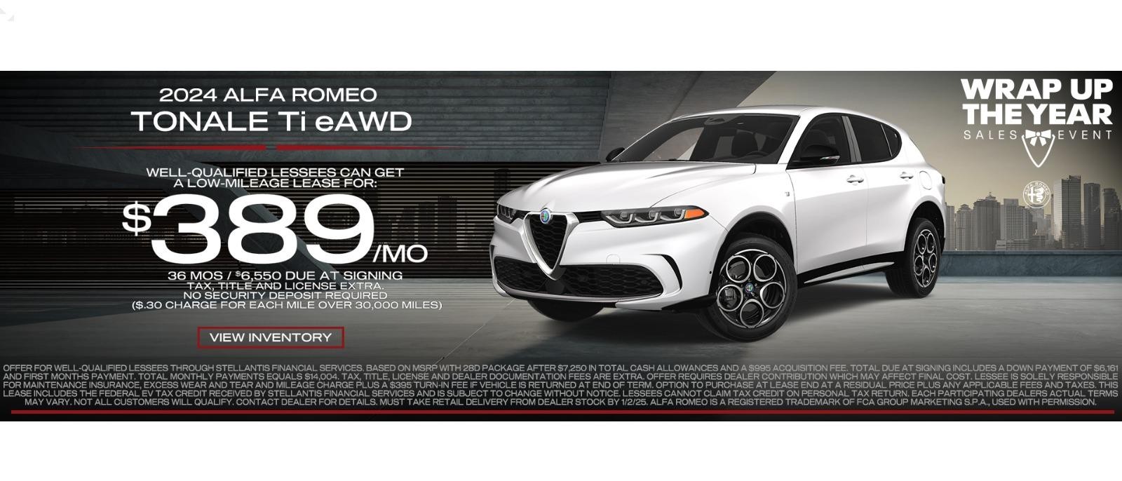 2024 Alfa Romeo Tonale Ti eAWD Lease for $389/mo