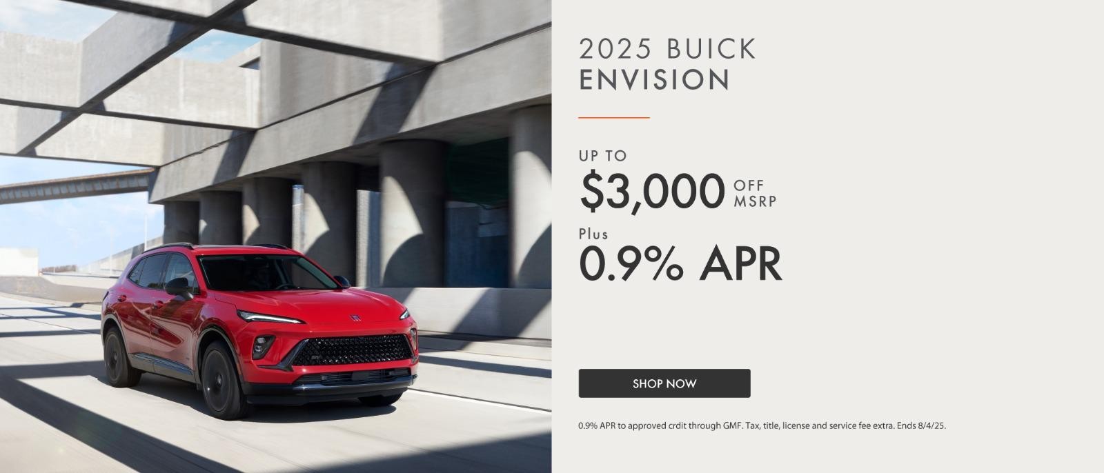 2025 Buick Envision up to $3,000 off msrp plus 0.9% APR