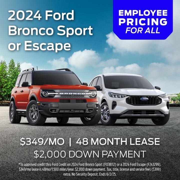 2024 Ford Bronco sport & Escape lease for $349 per month for 48 months