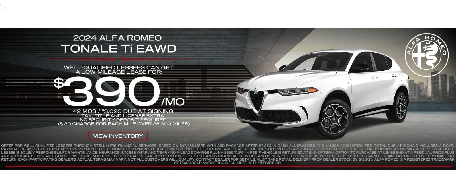 2024 Alfa Romeo Tonale Ti eAWD Lease for $390/mo