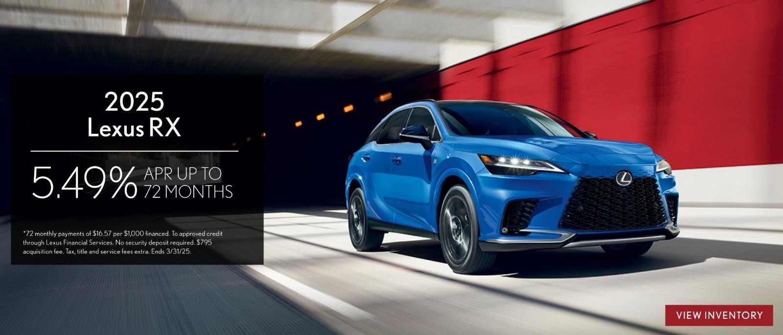 2025 Lexus RX Hybrid 5.49% APR Up to 72 months