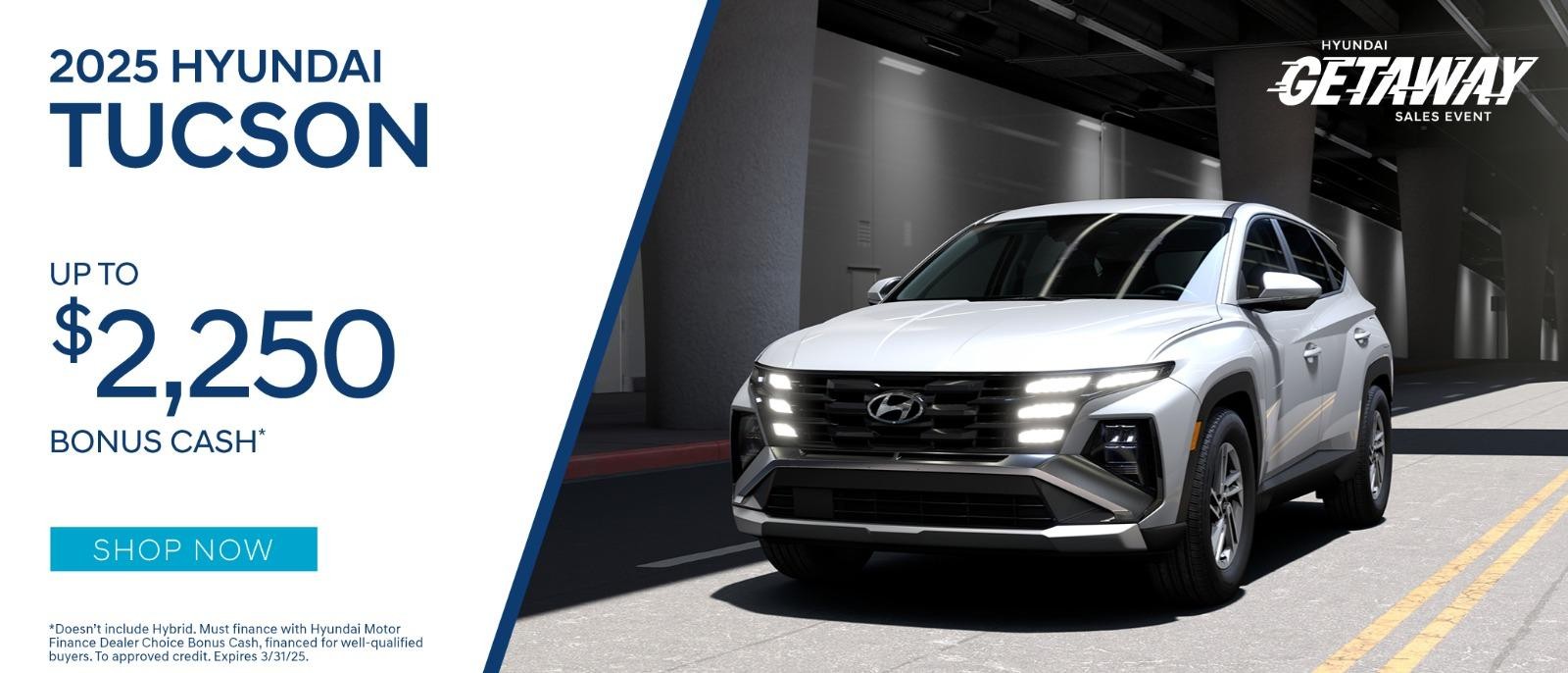 2025 Hyundai Tucson lease upto $2,250 Bonus Cash