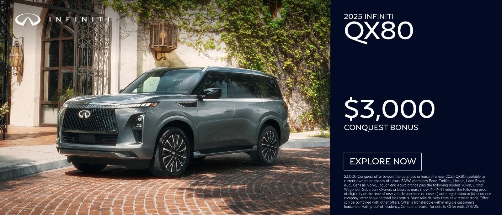 2025 INFINITI QX80 $3,000 Conquest Bonus