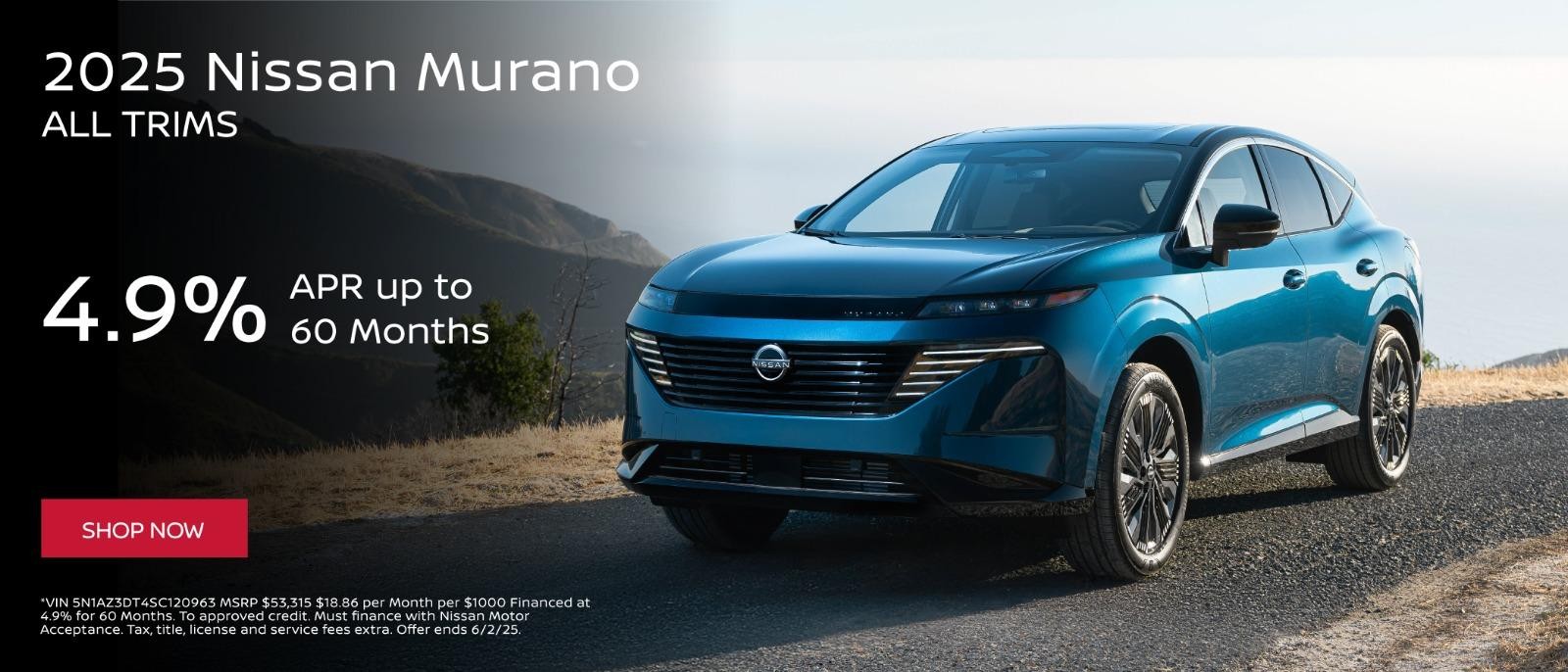 2025 Nissan Murano 4.9%APR for 60 months