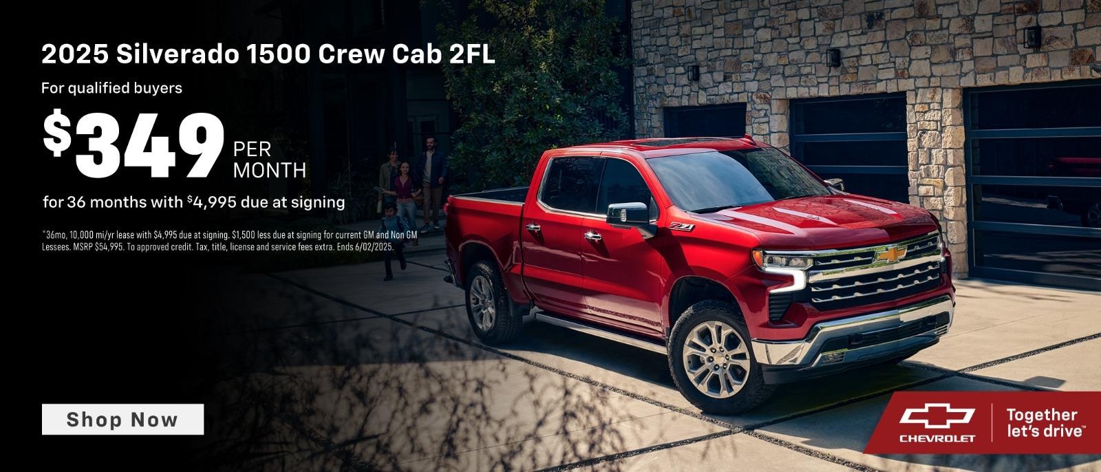 2025 Chevy Silverado 1500 Crew Cab $349/month