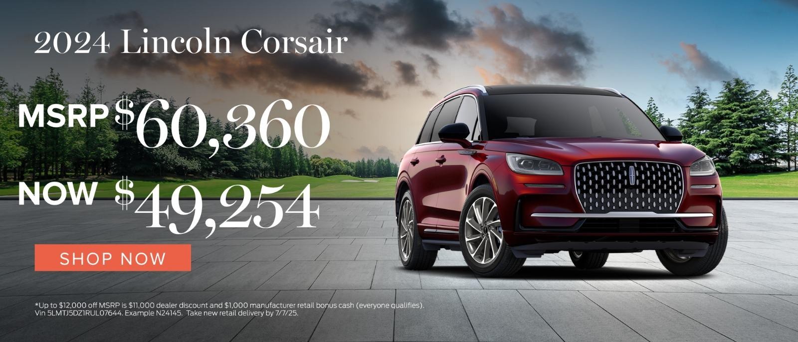 2024 Lincoln Corsair MSRP $60.360 Now $49,254