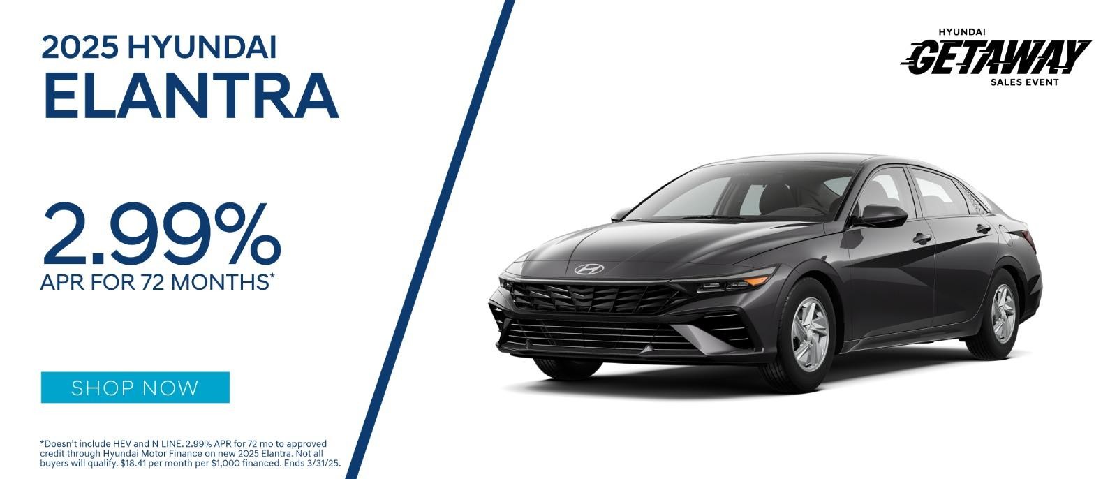 2025 Hyundai Elantra 2.99% APR for 72 months