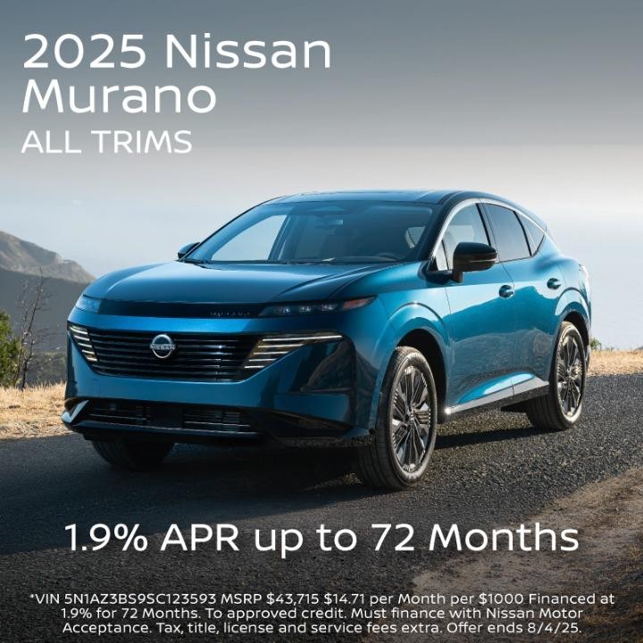 2025 Nissan Murano 19% apr for 72 months
