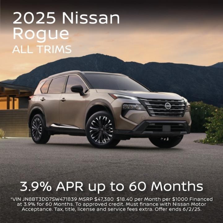 2025 Nissan Rogue 3.9% Apr up to 60Months