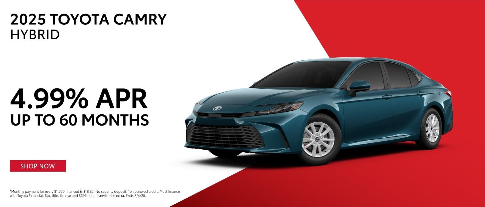 2025 Toyota Camry 4.99% APR up to 60 months