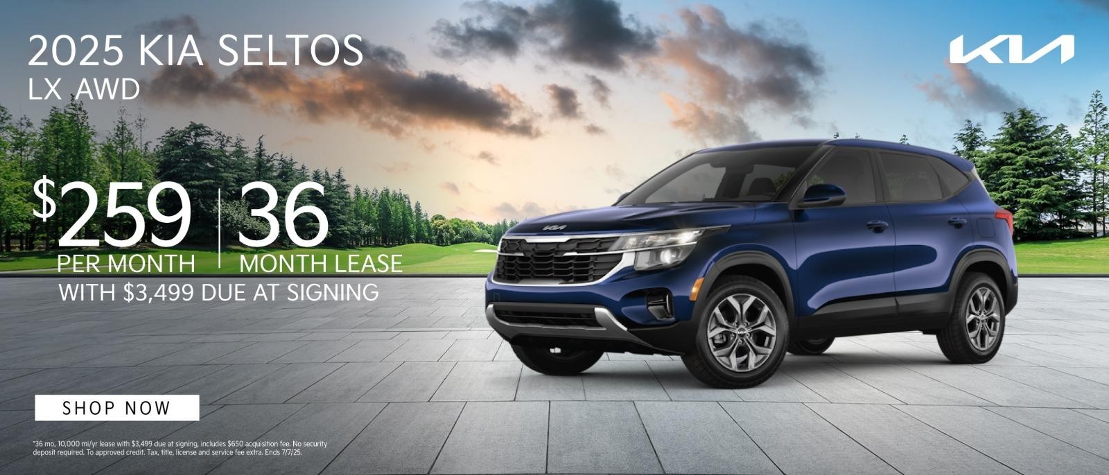 2025 Kia Seltos $259 per month for 36 months