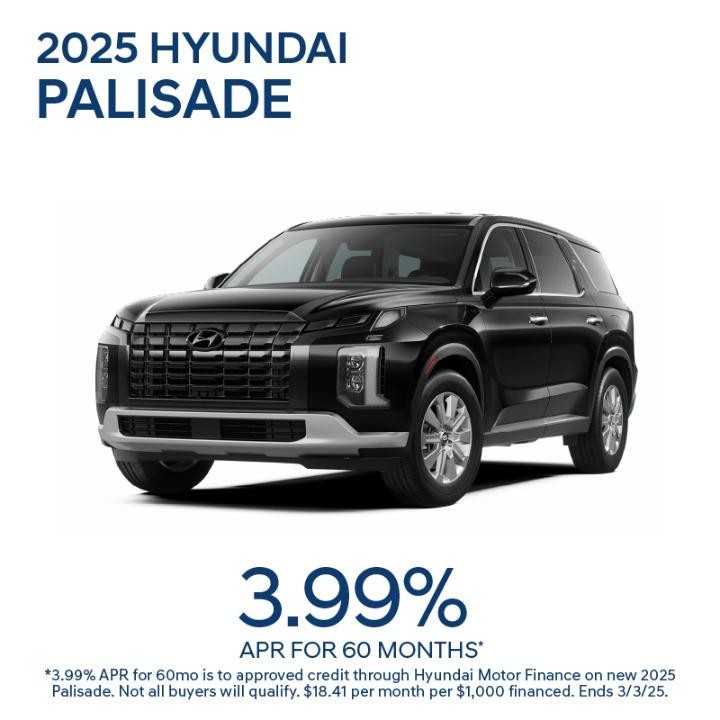 2025 Hyundai Palisade 3.99% apr for 60 months