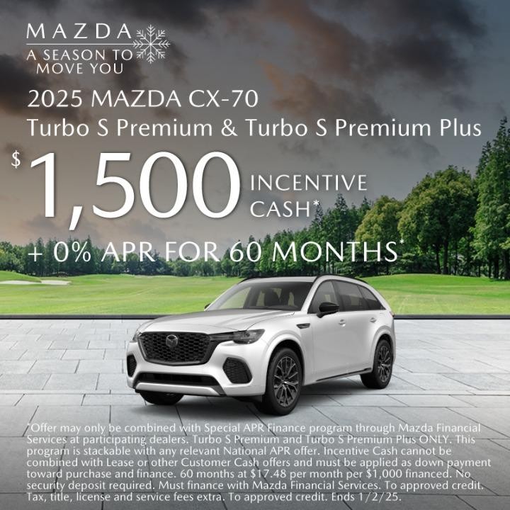 2025 Mazda cx-70  $1,500 incentive Cash