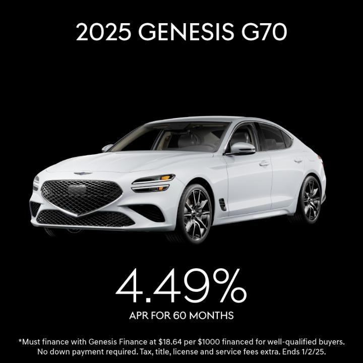 2025 Genesis G70 for 4.49% APR for 60 months