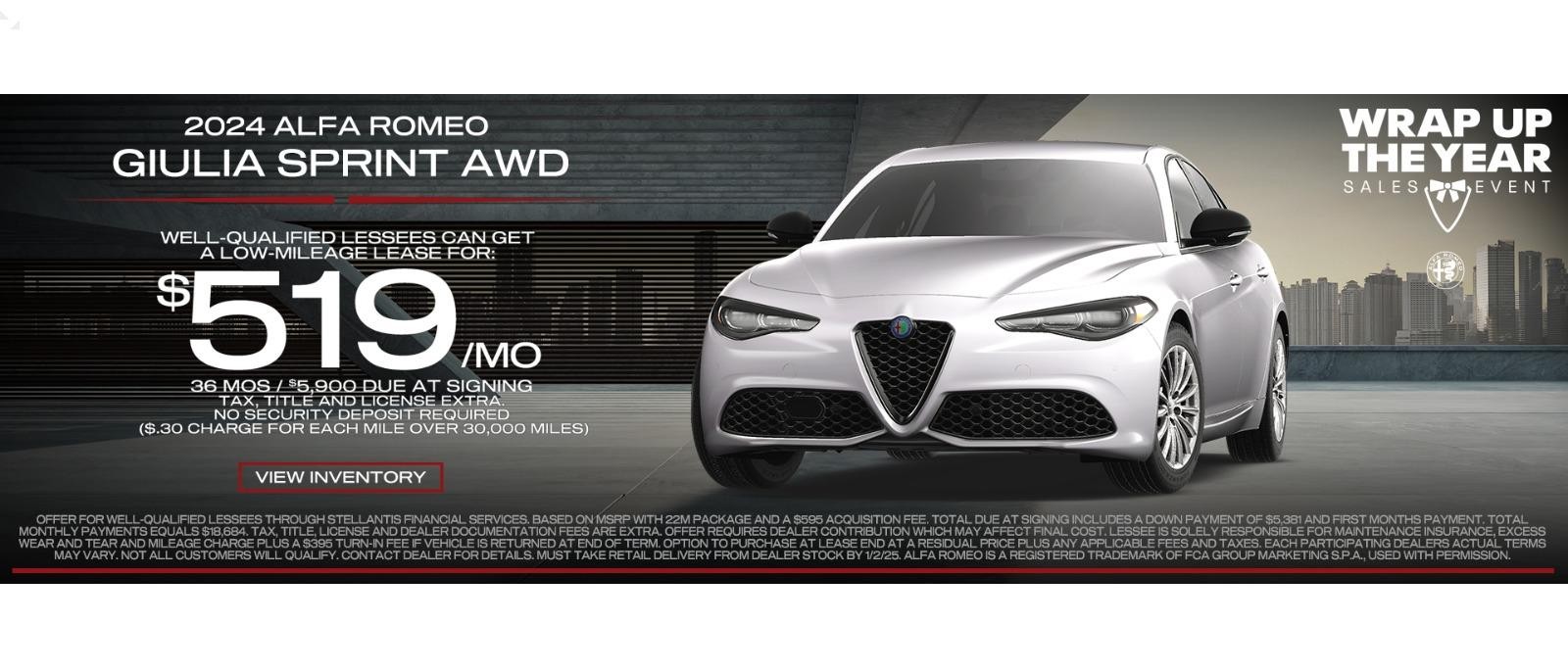 2024 Alfa Romeo Giulia Sprint Lease for $519/mo