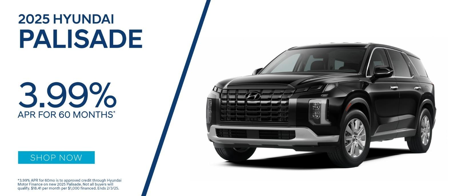 2025 Hyundai Palisade 3.99% apr for 60 months