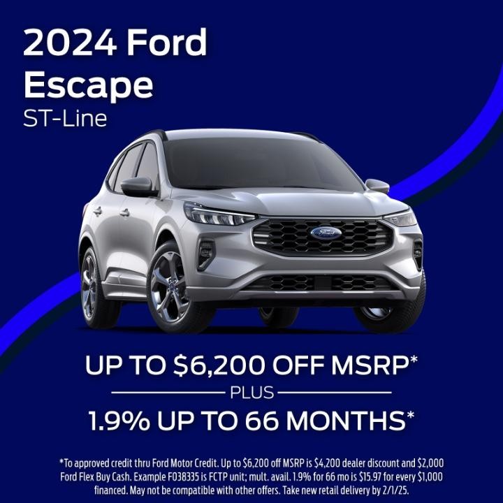 2024 Ford Escape $6,200 Off Msrp plus 1.9% up to 66 months