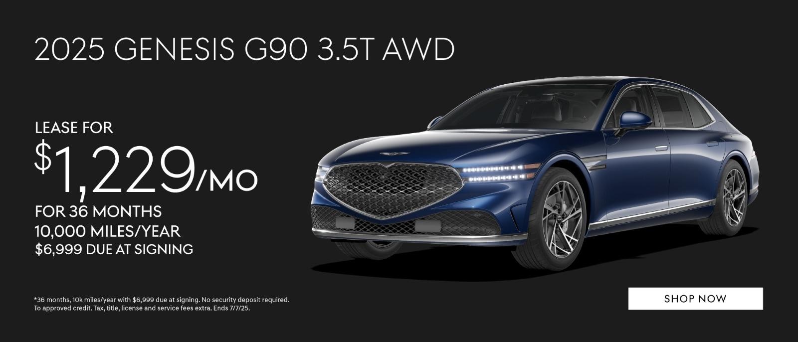 2025 Genesis G90 | Lease for $1,229/mo for  36 months