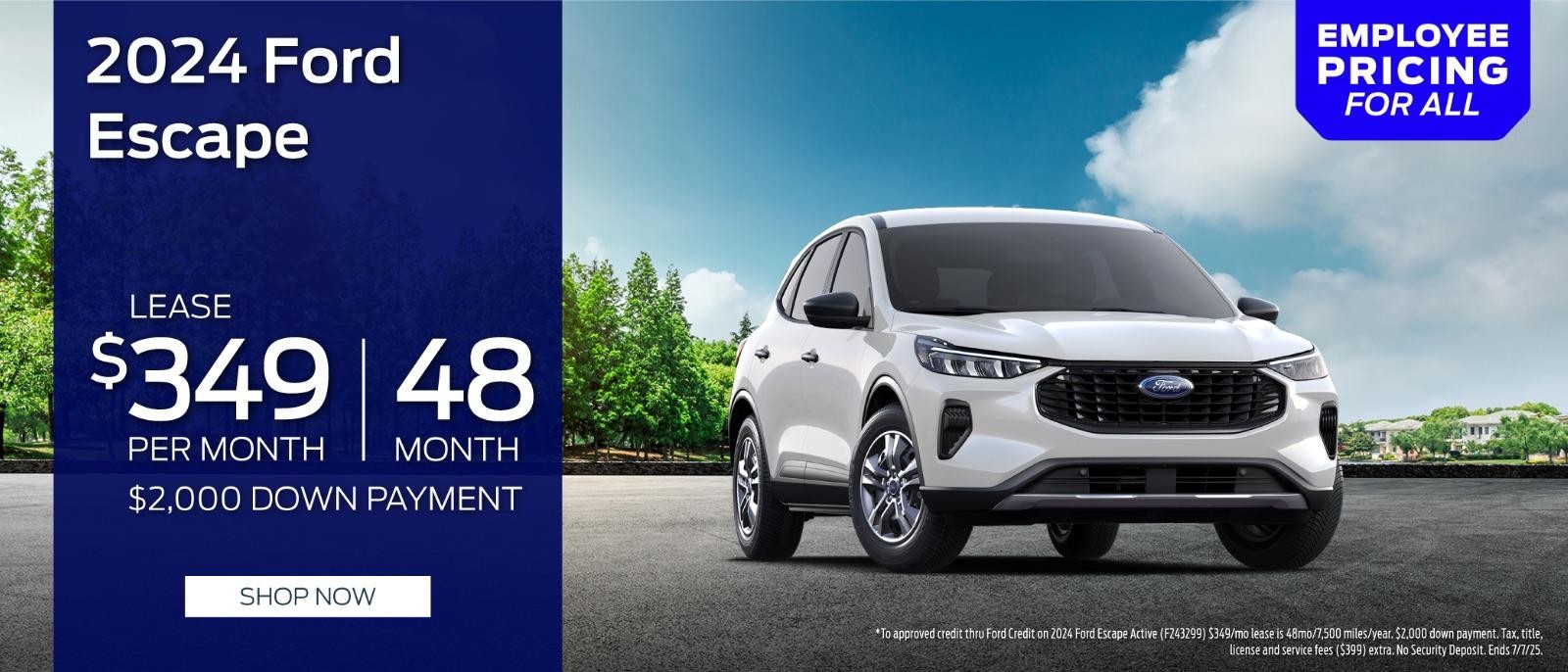2024 Ford Escape Lease $349/mo for 48 months