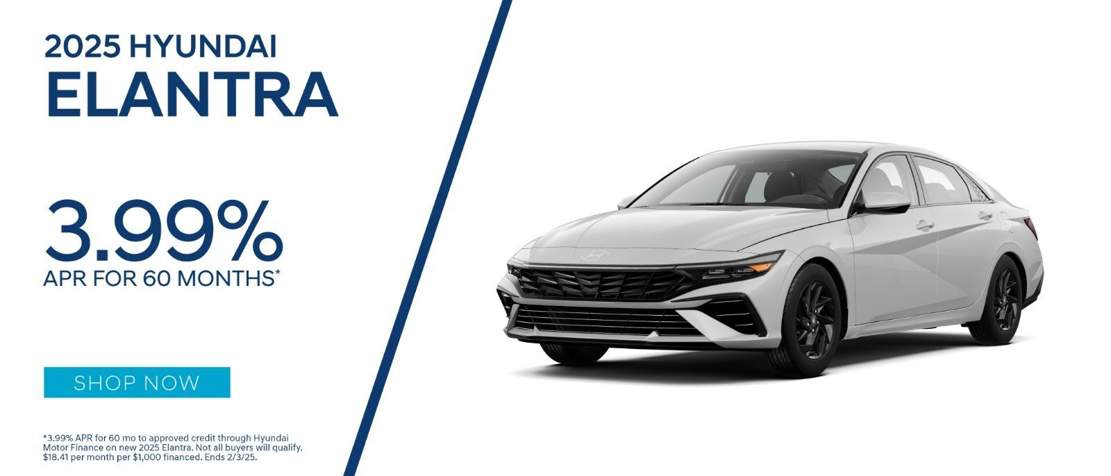 2025 Hyundai Elantra 3.99% APR for 60 months