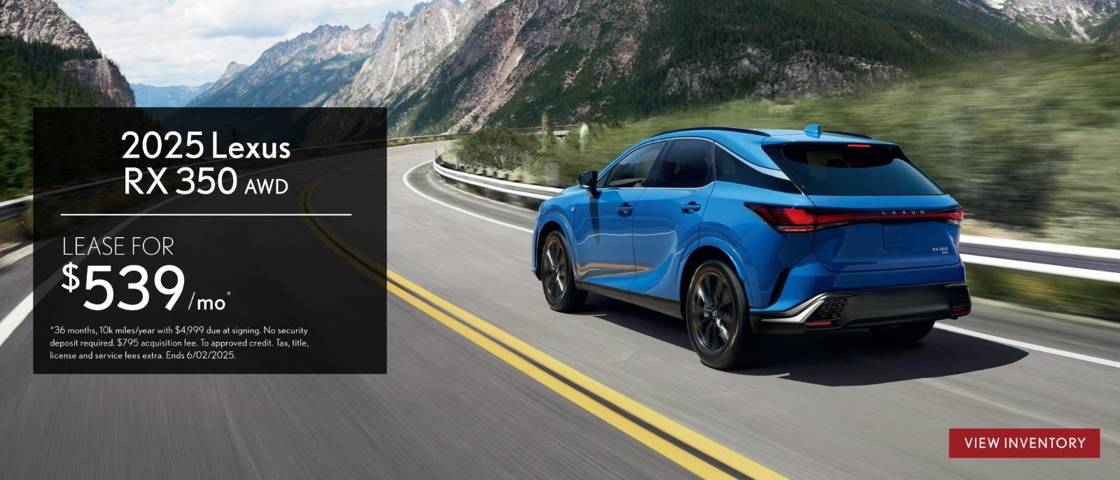 2025 Lexus RX 350 Lease for $539/mo
