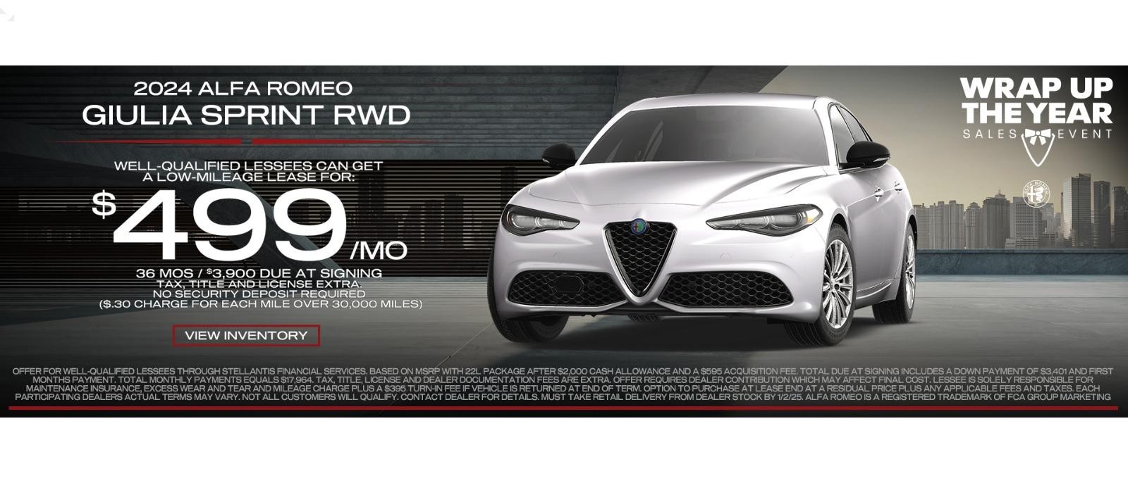 2024 Alfa Romeo Giulia Sprint Lease for $499/mo