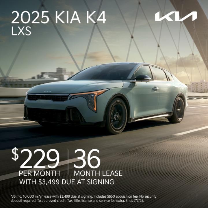 2025 Kia k4 LXS Lease for $219 per month for 36 months