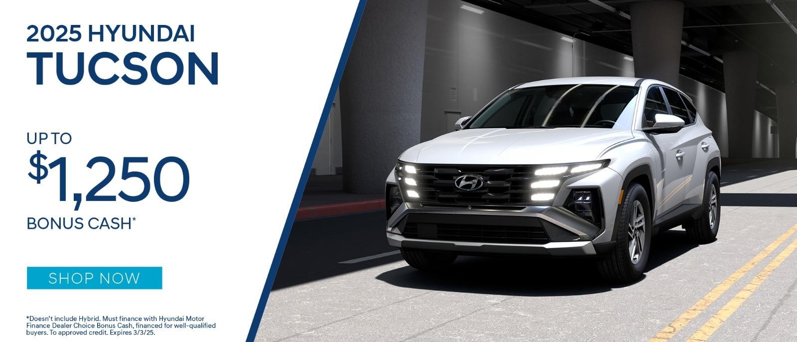 2025 Hyundai Tucson lease upto $1,250 Bonus Cash